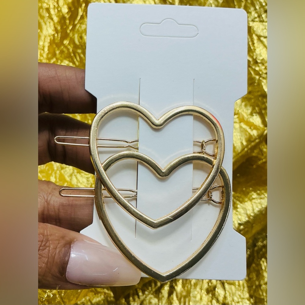 Gold Heart Hair Barrette Set | Minimalist Hair Clips | Valentine Hair Clips